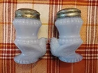 Vintage Degenhart Milk Blue Bird Glass Salt and Pepper Shakers new w/out tags !!