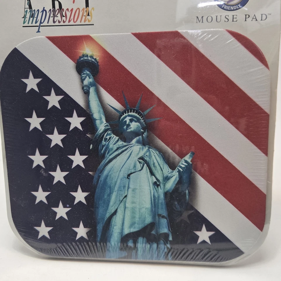 American Flag Mouse Pad Patriotic Red White Blue Statue Of Liberty Made In USA - Image 3 of 4