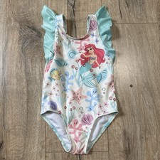 Girls Disney Princess Ariel Little Mermaid One Piece Puff Sleeve Swimsuit 3T