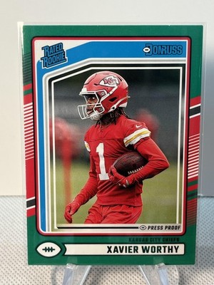2024 Donruss Xavier Worthy Press Proof Green Rookie #398 Kansas City Chiefs