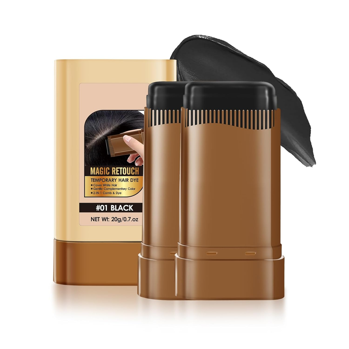 Hair Color Stick, Hair Dye Stick for Gray Hair, Waterproof and