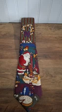 Vintage Mark Pendleton Silk Christmas Necktie Santa Claus Delivering Toys