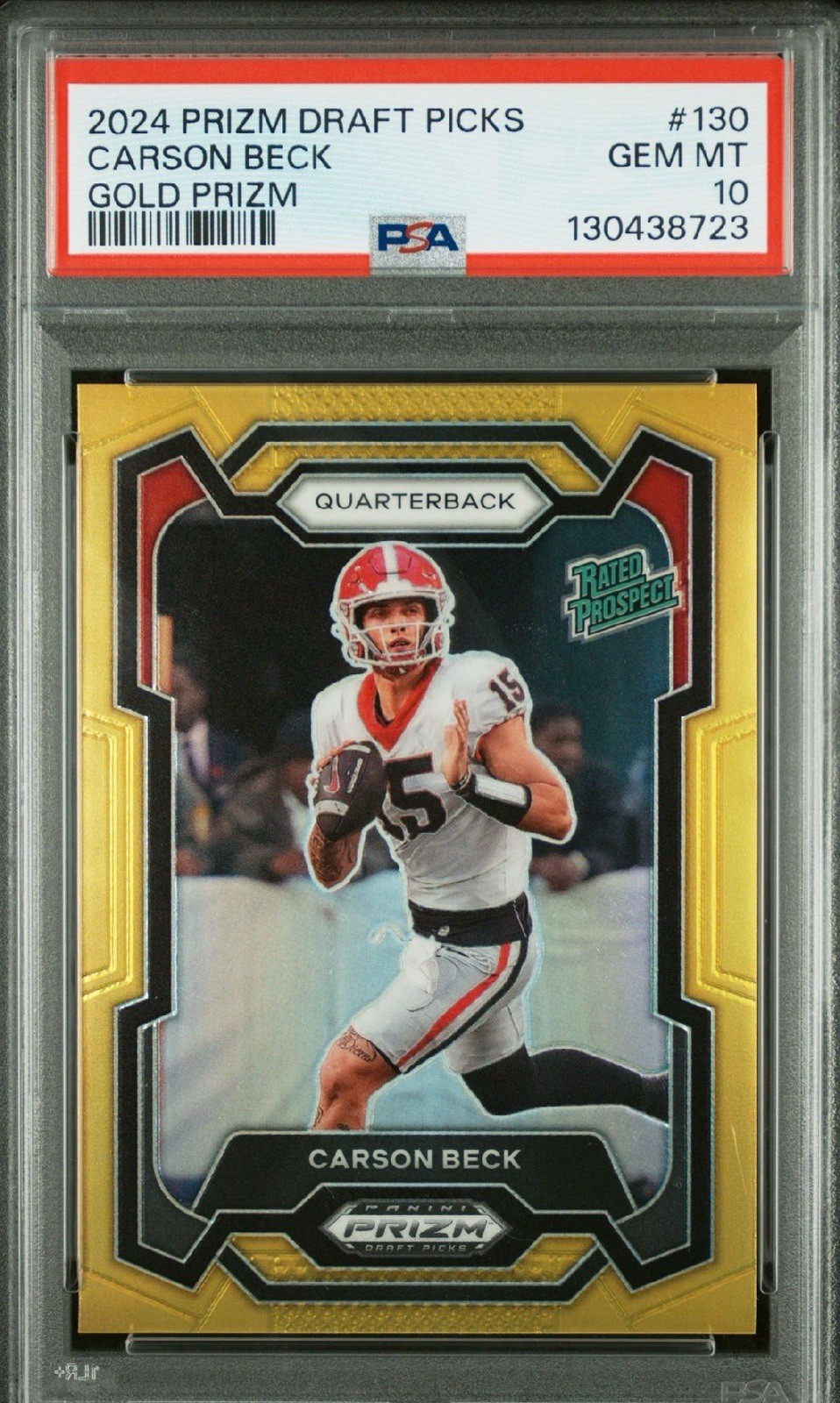 2024 Panini Prizm Draft Picks Carson Beck Rated Prospect Gold Prizm /10 POP 1!