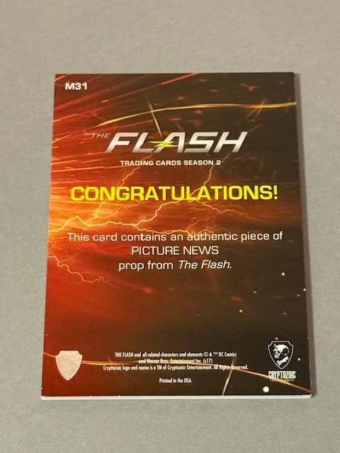 The Flash Movie Set Worn Used Shirt Wardrobe Relic 2017 Cryptozoic Picture News - Image 2 of 2