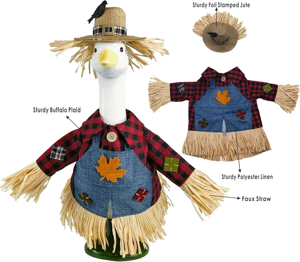 Trajes de ganso espantapájaros porche para estatua de césped de 23 pulgadas, disfraz para plástico/hombres Foto 2 de 4