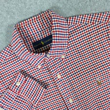 Ralph Lauren Men's Size Small Red Blue Gingham Check Button-Down Preppy Shirt