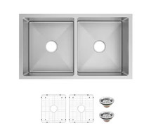 Glacier Bay 36 in. Undermount Double Bowl 18 Gauge Stainless Steel Sink w/ Acc.