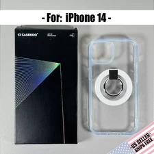 CASEKOO Case for iPhone 14 - Crystal Clear | Slim Fit | Magnetic Ring Kickstand