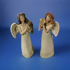 Angels Pair of tii Collections Handcrafted Painted Angels 8 1/2” Tall