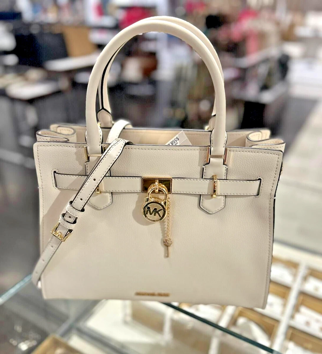 Michael Kors Hamilton Medium Leather Satchel Crossbody Handbag 