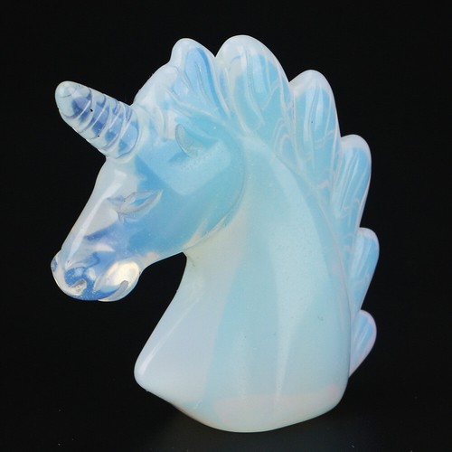 2" Synthesis Opalite Quartz Crystal Gemstone Carved Unicorn Figurine Carving 097 - Picture 5 of 6