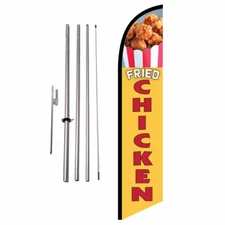 Fried Chicken 15' Feather Banner Swooper Flag Kit with pole+spike