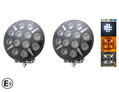 2x LED Fernscheinwerfer 9 Zoll Weiß Orange 12/24V E9 Prüfzeichen IP68 12000LM