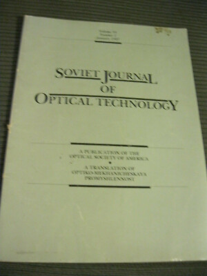 Soviet Journal of Optical Technology  January 1987 vol. 54,  #1 English language