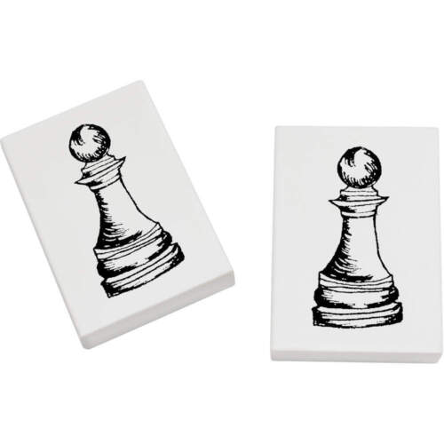 2 x 45mm 'Chess Pawn' Erasers / Rubbers (ER00009399) - Afbeelding 1 van 2