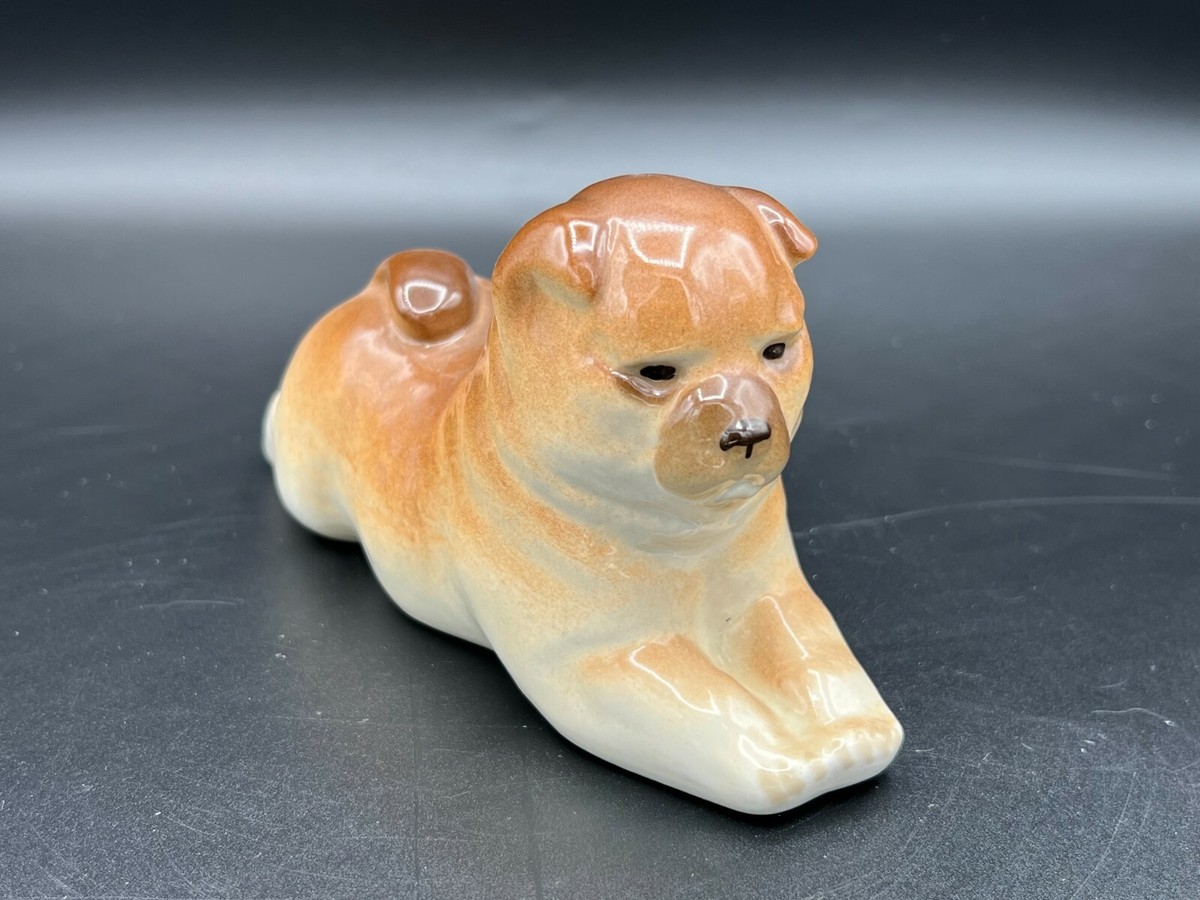 USSR Lomonosov Russian Porcelain Dog Figurine, Chow-Chow, 3 1/4
