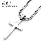 18"-36"MEN Stainless Steel 5mm Silver Cuban Curb Necklace Plain Cross Pendant*29