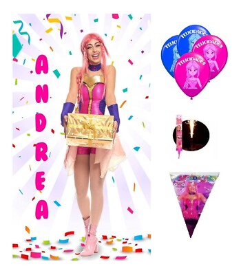 Luli Pampin Lona Personalizada + Globos Y Vela Chispera