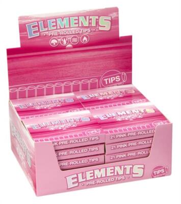 1 Box Elements PREROLLED Pink Filtertips, ø 6mm 420 Tips Eindrehfilter Papier