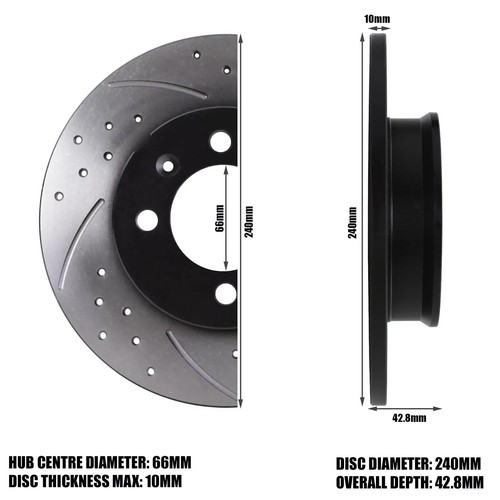 DISCOS DE FRENO DE RENDIMIENTO RANURADOS PERFORADOS TRASEROS 240 MM PARA MG F MG TF 1.6 1.8 95-05 - Imagen 3 de 9