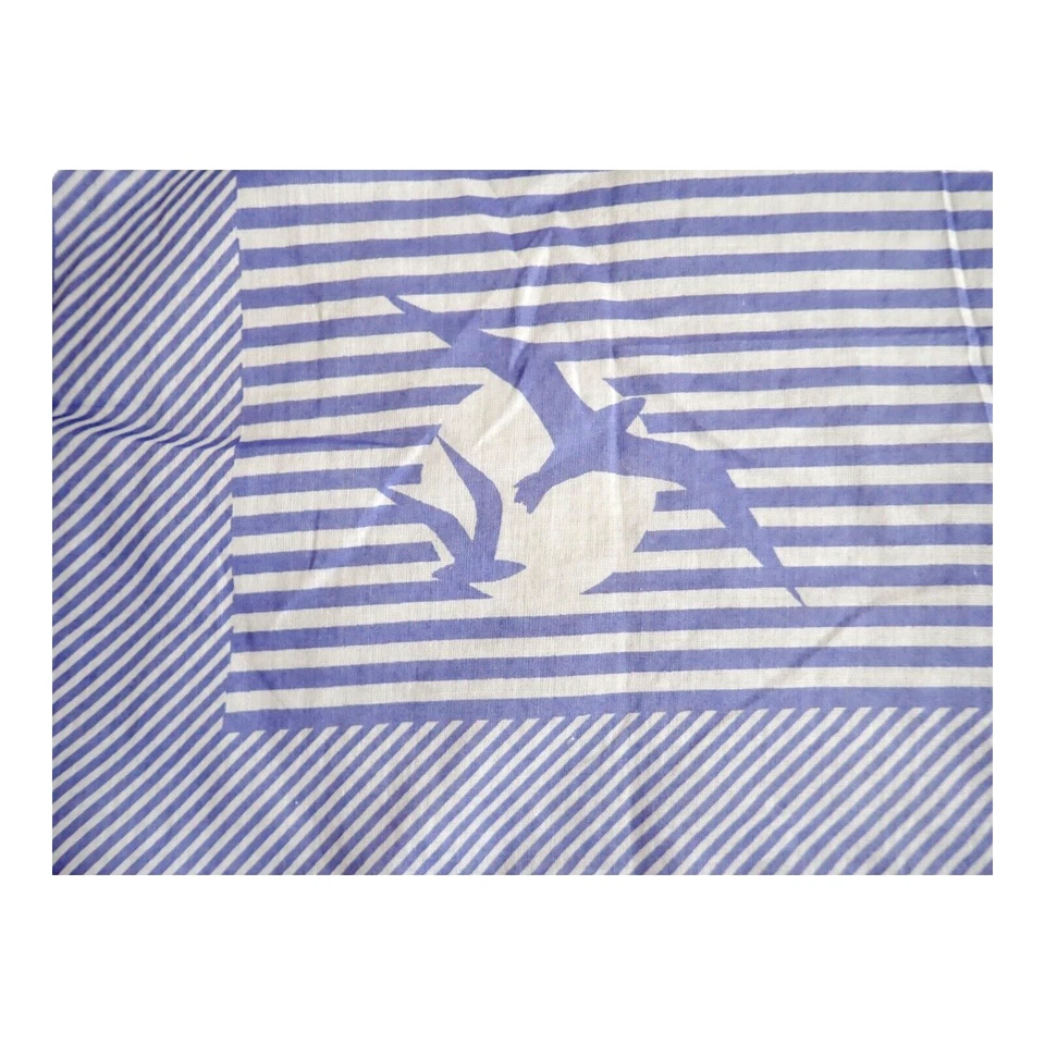 Cachecol Neusteters azul listra branca algodão gaivota feito na Itália 22" quadrado MCM novo - Imagem 2 de 4