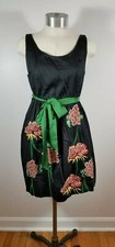 ANTHROPOLOGIE Floreat Cranesbill Black Floral Embroidered Dress Size 2 Pockets