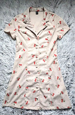 Women's SHEIN Vintage Inspired Button Front Short Sleeved Cherries Dress SZ S
