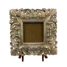 Picture Frame Baroque Rococo Leafy Scrollwork Shells Gold Pink Ornate Square