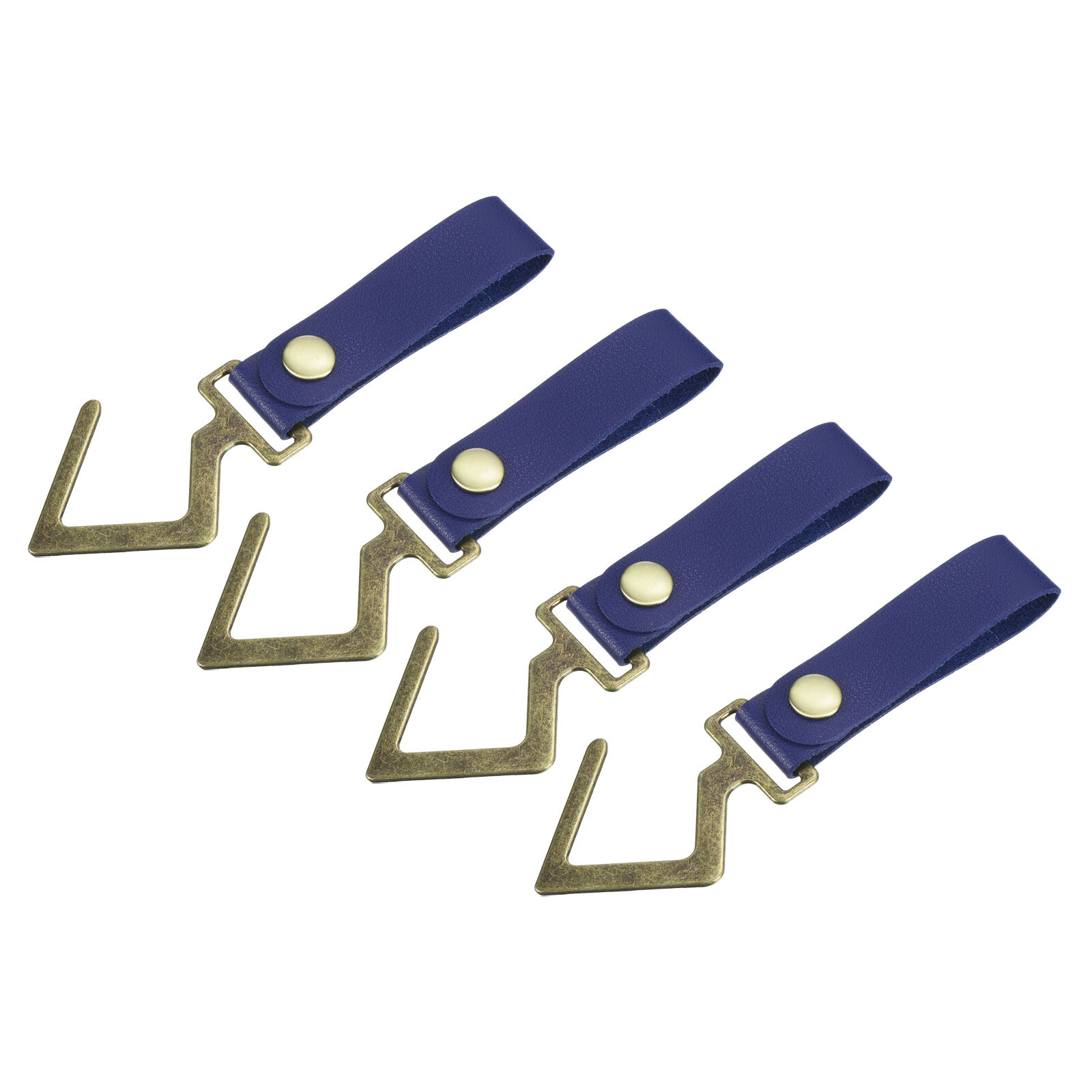 4 piezas ganchos de estante de cuero PU S gancho de camping accesorios de metal, azul
