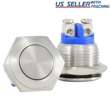 16mm Starter Switch / Boat Horn Momentary Push Button Stainless Steel Metal