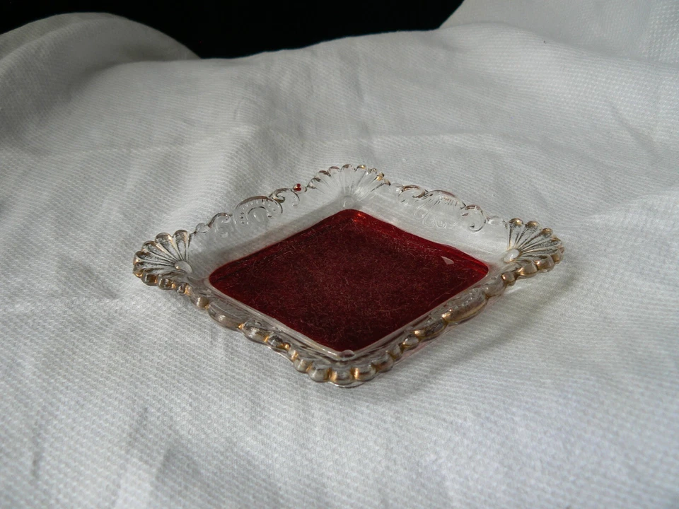 Souvenir Pin tray ruby stain and gold trim Nielson & Jackson, Westmorland   EAPG - Image 3 of 4