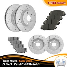 Front & Rear Disc Rotors + Brake Pads Set for 2006-2015 2016 2018 Toyota Rav4