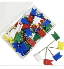 60 Pieces Multi-Color Flag Travel Map Push Pins (5 Colors)