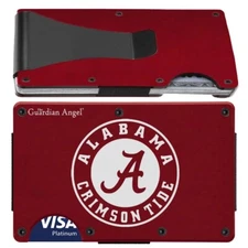 Alabama Crimson Tide Engraved Titanium Red RFID Blocking Wallet w Clip D7