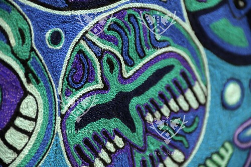 Quadro filato arte Huichol - Catinemiayeeni 60 cm. 24 pollici Filo per opera d'arte messicana - Foto 13 di 16