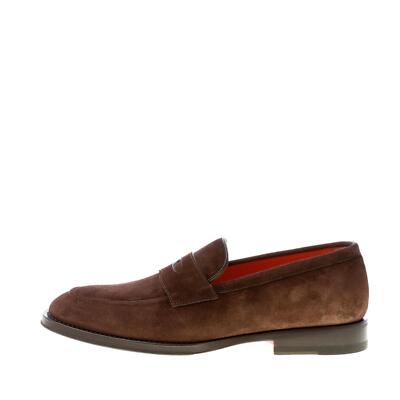 SANTONI scarpe uomo Mocassino  in crosta testa di moro con mascherina penny