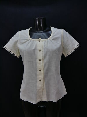 Size 40 costume blouse Perry yellow polyester cotton with trim great blouse tb2925