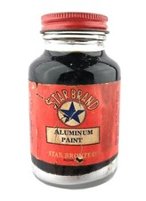 Vintage Full Bottle Jar Star Brand Aluminum Paint Orange Paper Label Metal Lid