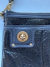 Marc Jacobs Percy Turnlock Black Patent Crossbody Bag Turn Lock Purse Clutch