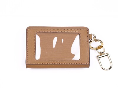Tory Burch Emerson Tan Leather Card Case Key Ring Coin Pouch