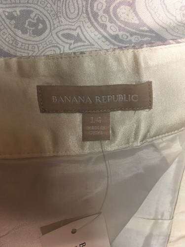 NWT Banana Republic Linen Blend Paisley Pencil Skirt, White Mint Green, 14 - Picture 3 of 7