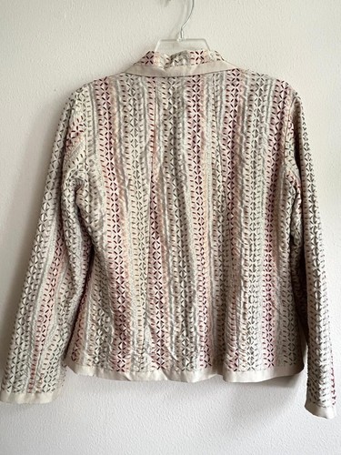 NWT Stitch It Tasya Khaki & Multi Fully Lined Silk Suit Jacket Chico's Size 1 - Picture 6 of 6