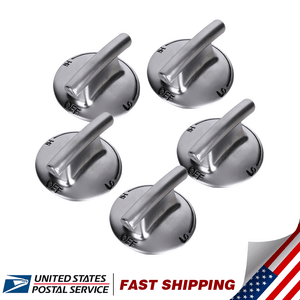 Set Of 5 Burner Knob Silver For Jenn Air Gas Range Cooktop
