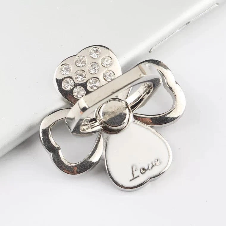 Universal 360 Rotating Cell Phone Finger Ring Stand Holder-Crystal Lucky Flowers - Image 2 of 4