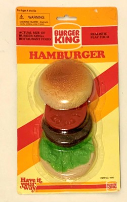 1987 Burger King Realistic Full Size Play Food Hamburger New In Sealed Package 