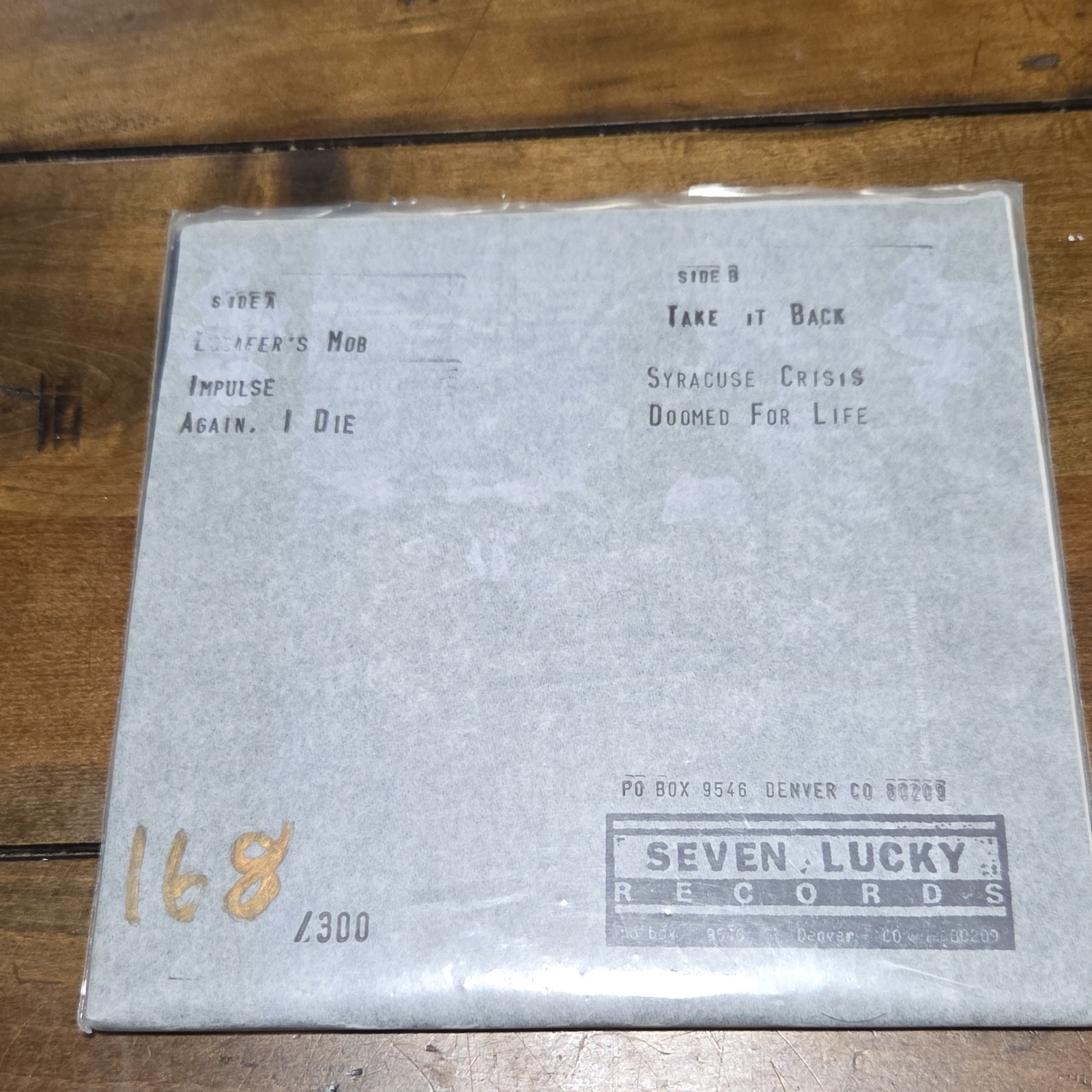 Mutiny 7" Red Vinyl EP Limited Edition Seven Lucky Records 168/300 image 2
