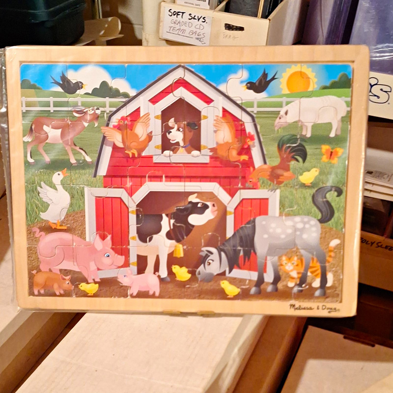 #99 Melissa & Doug 2 Wooden Jigsaw Puzzles On the Farm & Magnetic Calendar 📅
