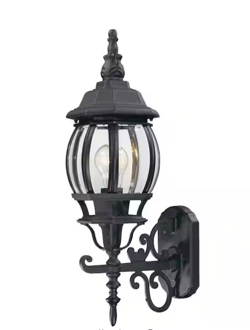 Volume Lighting Black Outdoor Coach Light Sconce Hardwired Beveled Glass Shade
