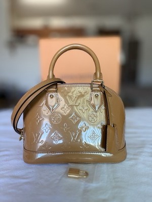 Louis Vuitton Alma Tote BB Neutral Patent Leather Monogram Vernis