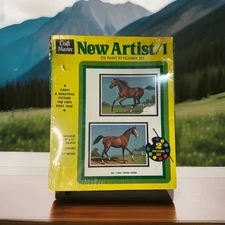 Craft Master 1972 Oil Paint By Number Set Young Steeds Two Picture Set 9x12”